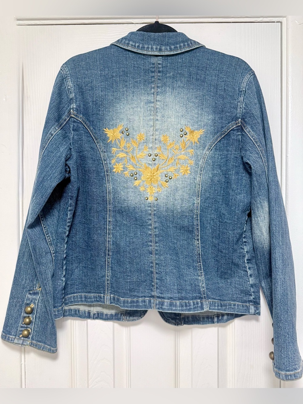 Faded Glory Blue Stretch Denim Jacket with Orange Label